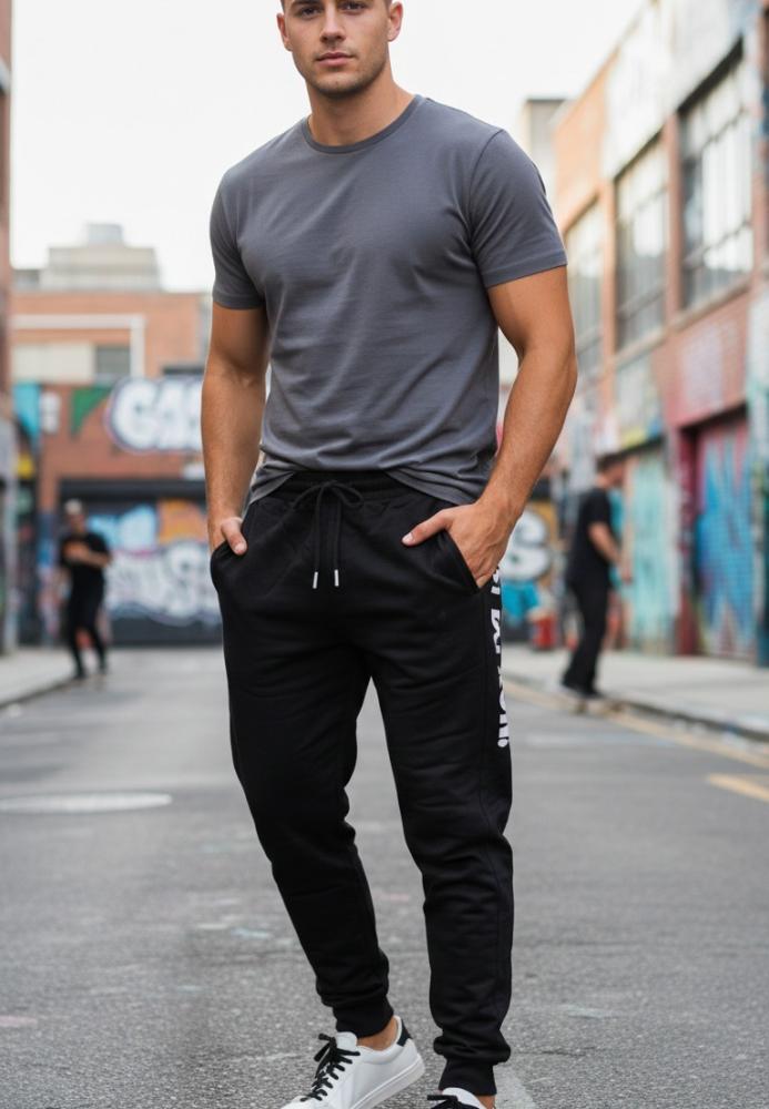 Pantaloni de sport barbat ,culoare gri inchis,Engros